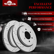 Front & Rear Drilled Slotted Rotors and Ceramic Disc Brake Pads Kit for Ford F-150 2015 2016 2017 with Electric Parking Brake