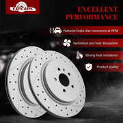 Ceramic Rear Brakes Pad and Rotors Drilled Slotted Vented Disc Brake Kits for Ford Police Interceptor Sedan 2013-2019/ Special Service Police Sedan 2014-2018/ Taurus 2013-2014 2016-2018 Sho