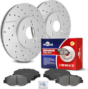 Ceramic Front Brakes Pad and Rotors Drilled Slotted Vented Replacement Disc Brake Kits for Honda Pilot 2003 2004 2005 2006 2007 2008