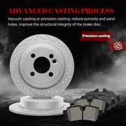 Ceramic Rear Brakes Pad and Rotors Drilled Slotted Solid Replacement Disc Brake Kits for Mini Cooper 2012-2013 Base, Clubman, Coupe S, Coupe, Roadster S, Roadster, S Clubman, S