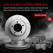 Front & Rear Drilled Slotted Rotors and Ceramic Disc Brake Pads Kit for Lexus Lx570 2016-2021, for Toyota Land Cruiser 2016 2017 2018 2019 2020 2021/ Sequoia 2008-2021/ Tundra 2007-2021 5 Lug