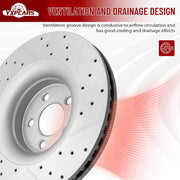Front Drilled and Slotted Disc Brake Rotors Replacement for Ford Mustang 2015 2016 2017 2018 2019 Ecoboost/Ecoboost Premium And With Performance Package