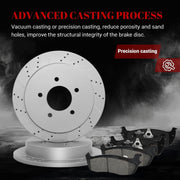 Ceramic Rear Brakes Pad and Rotors Drilled Slotted Solid Replacement Disc Brake Kits for Lincoln Blackwood 2002, for Ford F-150 2000-2003 5 Lug Rear Rotor