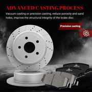 Ceramic Rear Brakes Pad and Rotors Drilled Slotted Solid Disc Brake Kits for Jeep Wrangler 2007 - 2017/ Wrangler Jk 2018