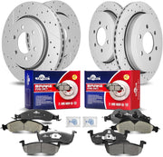 Front & Rear Drilled Slotted Rotors and Ceramic Disc Brake Pads Kit for Ford Expedition 2007-2009, for Lincoln Navigator 2007 - 2009