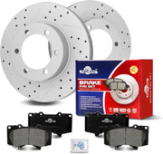Ceramic Front Brakes Pad and Rotors Drilled Slotted Vented Replacement Disc Brake Kits for Toyota Tundra 2000-2006/ Sequoia 2001 2002 2003 2004 2005 2006 2007
