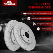 Ceramic Rear Brakes Pad and Rotors Drilled Slotted Solid Disc Brake Kits for Dodge Grand Caravan 2017 - 2020/ Journey 2014 2020, for Volkswagen Routan 2012-2014 (328mm)
