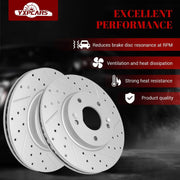 Front & Rear Drilled Slotted Rotors and Ceramic Disc Brake Pads Kit for Hyundai Elantra (Gt) 2013-2016/ Elantra Coupe 2013-2014/ Veloster 2012, for Kia Forte (Koup) 2014 2015 2016