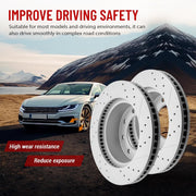 Front Drilled and Slotted Disc Brake Rotors for Dodge Ram 1500 2006 8 Lug Except Srt-10, for Dodge Ram 1500 2007-2008 8 Lug, for Dodge Ram 2500/3500 2003 2004-2008, for Dodge Ram 3500 2005-2008