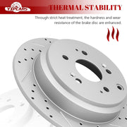 Ceramic Rear Brakes Pad and Rotors Drilled Slotted Solid Disc Brake Kits for Honda Odyssey 2005 - 2010