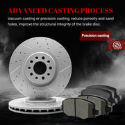 Front & Rear Drilled Slotted Rotors and Ceramic Disc Brake Pads Kit for Jeep Cherokee 2014 2015 2016 2017 2018 2019 2020 2021 (w/Dual Piston Front Calipers)