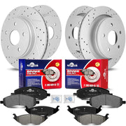 Front & Rear Drilled Slotted Rotors and Ceramic Disc Brake Pads Kit for Dodge Ram 1500 2006-2010/ Durango 2007-2009, for Ram 1500 2011-2018/1500 Classic 2019-2023, for Chrysler Aspen 2007 2008 2009