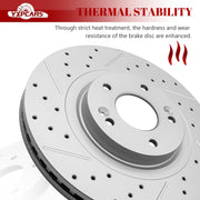Front & Rear Drilled Slotted Rotors and Ceramic Disc Brake Pads Kit for Hyundai Santa Fe 2013-2016/ Santa Fe Xl 2013 2014 2015 2016