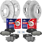 Front & Rear Drilled Slotted Rotors and Ceramic Disc Brake Pads Kit for Lexus Hs250H 2010 - 2012, for Toyota Rav4 2016-2017 Le