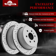 Ceramic Rear Brakes Pad and Rotors Drilled Slotted Vented Replacement Disc Brake Kits for Chevy Colorado 2015-2020, for Gmc Canyon 2015 2016 2017 2018 2019 2020