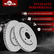 Front & Rear Drilled Slotted Rotors and Ceramic Disc Brake Pads Kit for Chrysler Town & Country 2008-2011, for Dodge Grand Caravan 2008-2011/ Journey 2009-2011,for Volkswagen Routan 2009-2011