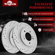Ceramic Rear Brakes Pad and Rotors Drilled Slotted Solid Replacement Disc Brake Kits for Kia Optima 2016 Hybrid Ex/Hybrid Lx/Hybrid Ex Premium/Hybrid And With Electric Parking Brake