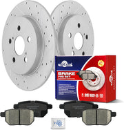 Ceramic Rear Brakes Pad and Rotors Drilled Slotted Solid Replacement Disc Brake Kits for Lexus Ct200H 2011 2012 2013 2014 2015 2016 2017, for Toyota Prius Plug-In 2012-2015/ Prius 2010-2022