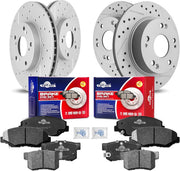 Front & Rear Drilled Slotted Rotors and Ceramic Disc Brake Pads Kit 2.4L for Honda Accord 2005 2006 2007 With Gas, Accord 2003-2004 (4-Wheel Disc Brakes)