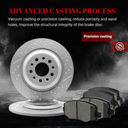 Ceramic Rear Brakes Pad and Rotors Drilled Slotted Solid Disc Brake Kits for Jeep Cherokee 2014 - 2021 With Dual Piston Front Caliper