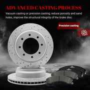 Front & Rear Drilled Slotted Rotors and Ceramic Disc Brake Pads Kit for Nissan Nv1500 Nv2500 Nv3500 2012-2021