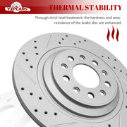 Ceramic Rear Brakes Pad and Rotors Drilled Slotted Solid Disc Brake Kits for Jeep Cherokee 2014 - 2021 With Dual Piston Front Caliper