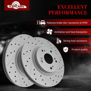 Ceramic Front Brakes Pad and Rotors Drilled Slotted Vented Disc Brake Kits for Honda Cr-V 2012-2016 with Fwd
