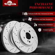 Front & Rear Drilled Slotted Rotors and Ceramic Disc Brake Pads Kit for Mercedes-Benz Gla250 2015 2016 2017 2018 2019 2020/ Cla250 2014-2019 (with Sport Package)