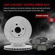 Ceramic Front Brakes Pad and Rotors Drilled Slotted Vented Replacement Disc Brake Kits for Scion iA 2016, for Toyota Yaris iA 2017-2018, Yaris L/LE/XLE 2019-2020