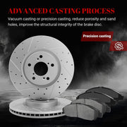 Front & Rear Drilled Slotted Rotors and Ceramic Disc Brake Pads Kit for Acura Zdx 2010-2013/ Mdx 2007 2008 2009 2010 2011 2012 2013, for Honda Pilot 2009-2014 2015