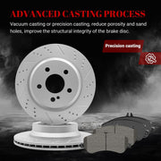 Front & Rear Drilled Slotted Rotors and Ceramic Disc Brake Pads Kit for Mercedes-Benz Glk250 2013-2015/ Glk350 2009-2015