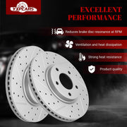 Ceramic Front Brakes Pad and Rotors Drilled Slotted Vented Replacement Disc Brake Kits for Ford Edge 2007-2009 Fwd, for Lincoln Mkx 2007 2008 2009 Fwd (11.65 Inch)