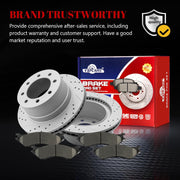 Ceramic Rear Brakes Pad and Rotors Drilled Slotted Vented Replacement Disc Brake Kits for Dodge Ram 3500 2003 2004 2005 2006 2007 2008 Srw Or Drw Models (2Wd Or 4Wd)