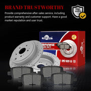 Ceramic Rear Brakes Pad and Rotors Drilled Slotted Solid Replacement Disc Brake Kits for Acura Mdx 2001 2002 2003 2004 2005 2006, for Honda Pilot 2003 2004 2005 2006 2007 2008