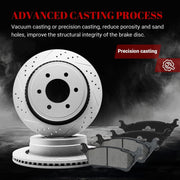 Ceramic Rear Brakes Pad and Rotors Drilled Slotted Vented Disc Brake Kits for Ford F-150 2012-2014 with 6 Lug, for F-150 2015-2020 With Manual