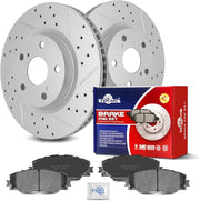 Ceramic Front Brakes Pad and Rotors Drilled Slotted Vented Replacement Disc Brake Kits for Toyota Mirai 2016-2019/ Corolla Im 2017-2018, for Scion Im 2016/ Tc 2011 2012 2013 2014 2015 2016