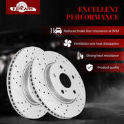 Ceramic Front Brakes Pad and Rotors Drilled Slotted Vented Replacement Disc Brake Kits for Scion Xb 2008 2009-2015, for Lexus Hs250H 2010 2011 2012, for Toyota Prius V 2012 2013 2014-2016 2017