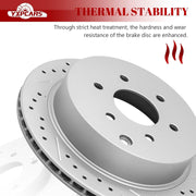 Ceramic Rear Brakes Pad and Rotors Drilled Slotted Vented Disc Brake Kits for Nissan Xterra 2005 2008 - 2015/ Frontier 2005-2023/ Equator 2009-2012
