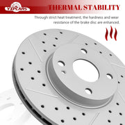 Ceramic Front Brakes Pad and Rotors Drilled Slotted Vented Replacement Disc Brake Kits for Scion iA 2016, for Toyota Yaris iA 2017-2018, Yaris L/LE/XLE 2019-2020