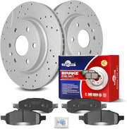 Ceramic Front Brakes Pad and Rotors Drilled Slotted Vented Replacement Disc Brake Kits for Saturn Outlook 2007 2008 2009 2010, for Gmc Acadia Limited 2017/ Acadia 2007-2011 2012 2013 2014 2015 2016