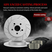 Ceramic Rear Brakes Pad and Rotors Drilled Slotted Solid Replacement Disc Brake Kits for Lexus Ct200H 2011 2012 2013 2014 2015 2016 2017, for Toyota Prius Plug-In 2012-2015/ Prius 2010-2022