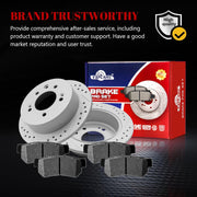 Ceramic Rear Brakes Pad and Rotors Drilled Slotted Solid Replacement Disc Brake Kits for Hyundai Elantra 2007-2008/ Elantra 2009 Gl, Gls, L, Limited, Se (Rear Brake Type: Disc)
