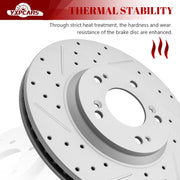 Ceramic Front Brakes Pad and Rotors Drilled Slotted Vented Replacement Disc Brake Kits for Dodge Avenger Caliber, for Mitsubishi Eclipse Galant Lancer Rvr Outlander Sport