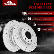 Front & Rear Drilled Slotted Rotors and Ceramic Disc Brake Pads Kit for Ford Fusion 2006-2011, for Mercury Milan 2006-2011/ Zephyr 2006, for Mazda 6 2006 - 2013
