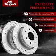 Ceramic Rear Brakes Pad and Rotors Drilled Slotted Vented Replacement Disc Brake Kits for Ford F-150 2012 2013 2014