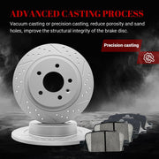 Ceramic Rear Brakes Pad and Rotors Drilled Slotted Solid Replacement Disc Brake Kits for Chevy Malibu 2017 2018 2019 2020 2021 2022 With Manual Parking Brake