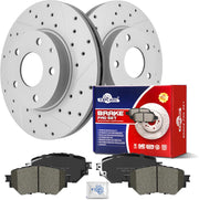 Ceramic Front Brakes Pad and Rotors Drilled Slotted Vented Replacement Disc Brake Kits for Mazda 3 2014-2015 2.0L/ 3 2016/3 Sport 2014 2.0L