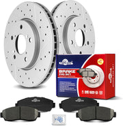 Ceramic Front Brakes Pad and Rotors Drilled Slotted Vented Replacement Disc Brake Kits for Honda Odyssey 2005 2006 2007 2008 2009 2010