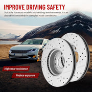 Front Drilled and Slotted Disc Brake Rotors Replacement for Cadillac Ats Base 2018-2019 and Without Brembo Brakes And Without Slotted Brake Rotors