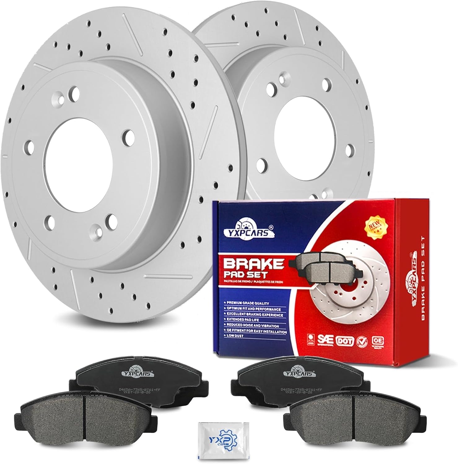 Ceramic Front Brakes Pad and Rotors Drilled Slotted Vented Replacement Disc Brake Kits for Honda Civic 2006 2007 2008 2009 2010 2011